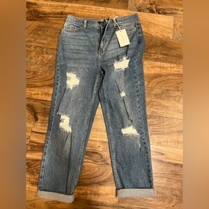 Cello High Rise Mom Jean Skinny Distressed